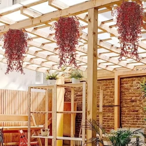 Vignes artificielles a suspendre de 0,8 m avec fleurs rouges pour balcon - 8