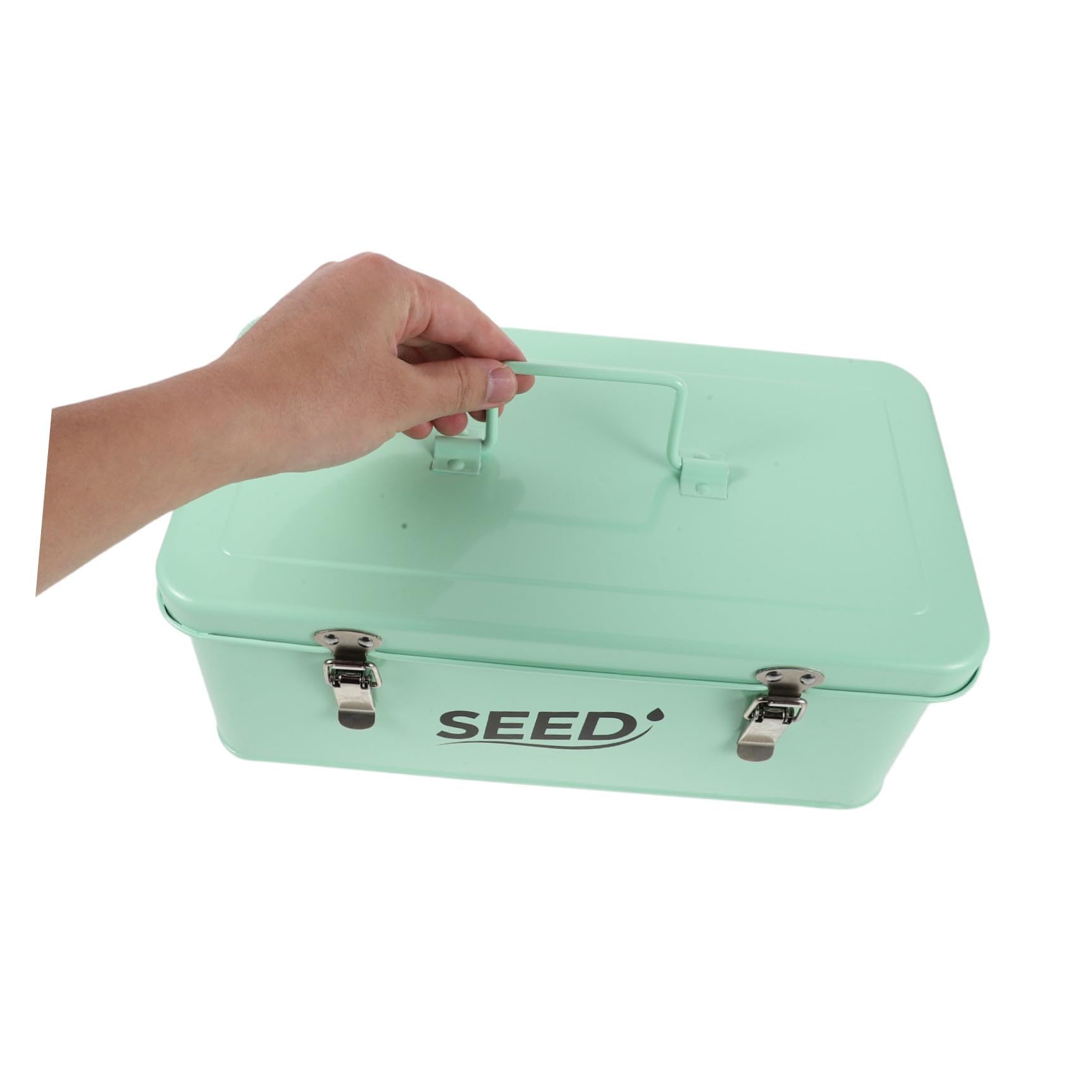 YARNOW Caja Organizadora para Semillas de Plantas con Compartimentos Caja Metálica con Cierre Seguro y Asa Ergonómica Almacenaje Portátil para Semillas de Flores y Herramientas