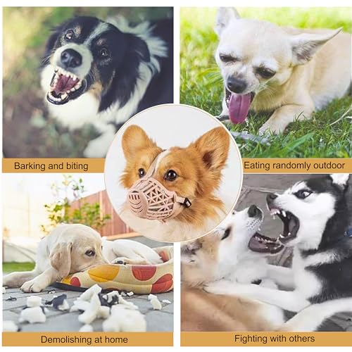 Klassischer Maulkorb für Hunde – Hund kann hecheln und Trinken, atmungsaktiv, verstellbar, gepolsterter Maulkorb für kleine, mittelgroße und große Hunde, verhindert Beißen, Bellen und Kauen (Braun, 1