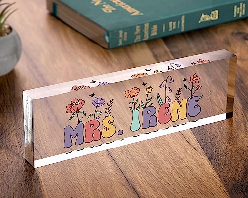 Floral Personalized Teacher Gifts, Teacher Desk Name Plate, Teacher Appreciation Gifts, Gift for Teacher, Teacher Sign, Teacher Gift for Women
