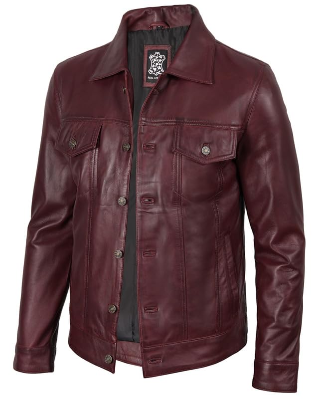 Sponsored Ad - Leather Jacket For Men - Real Lambskin Vintage Trucker Mens Leather Jackets