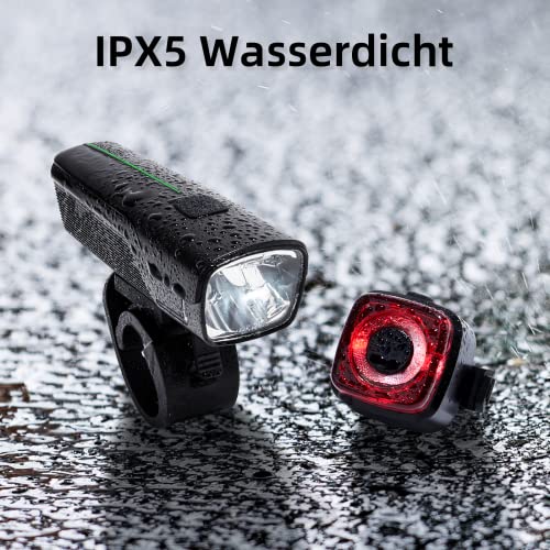 Coomarble LED Akku Fahrradlicht Set,2 in 1 Indikator Fahrradbeleuchtung USB Aufladbar Fahrradlampe mit 2 Licht-Modi IPX5 Wasserdicht Fahrrad licht - Image 3