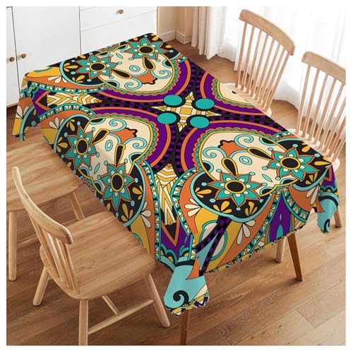 Walmsco Nappe rétro à motif ethnique pour décoration de salle à manger et cuisine, nappe rectangulaire 132 * 178 cm