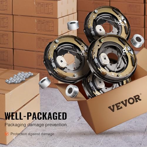 Vevor ELECTRIC TRAILER BRAKE ASSEMBLY 2 PAIRS Electric Trailer Brake Assembly, 12 Inch X 2", 2 Pairs Self-Adjusting Electric Brakes Kit For 7000 Lbs Axle, 5-Hole Mounting, Backing Plates For Braking System Part Replacement thumb #5