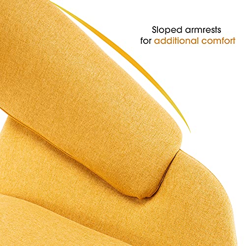 Ivinta Modern Living Dining Room Accent Arm Chairs Set Of 2 Linen Fabric Mid-Century Upholstered Side Seat Club Guest With Solid Wood Legs (Yellow+Cushion)… #TOP7