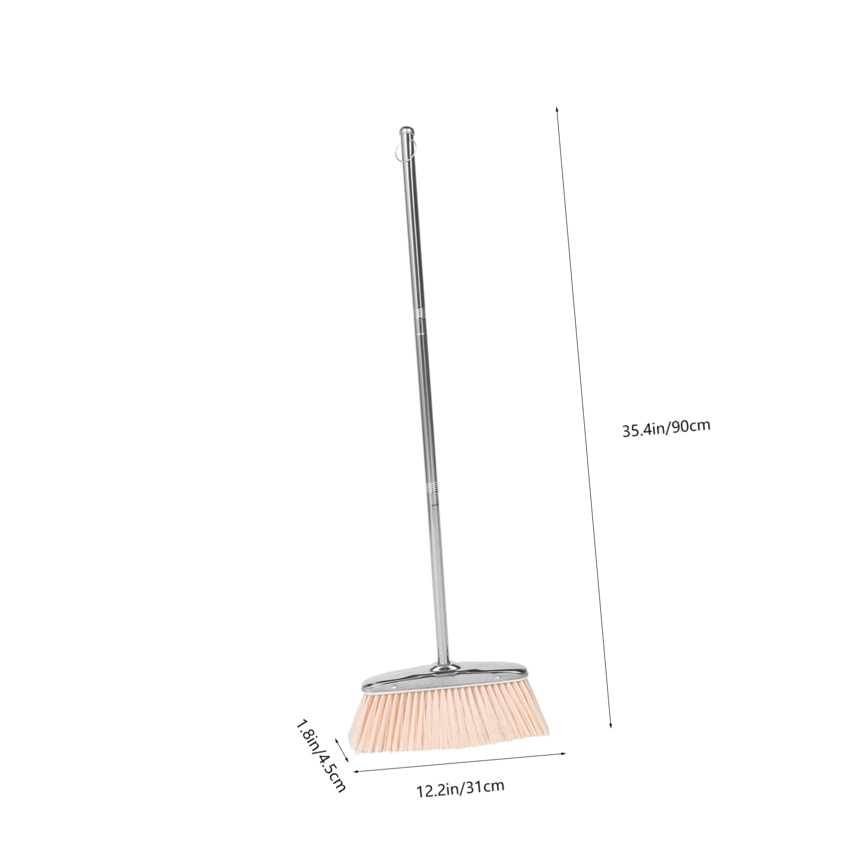 KOMBIUDA Nylon Bristle Floor Cleaning Broom Stiff Bristles for Home Cleaning Stainless Steel Handle