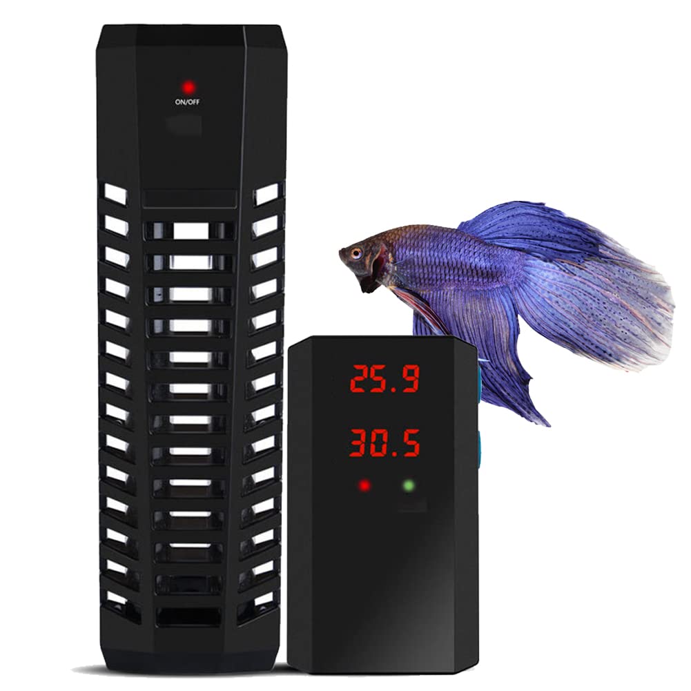 Calentador de pecera, Sistema de Control de Temperatura Dual, Calentadores de Acuario, termostato Digital LED Externo, Sistema de protección contra sobrecalentamiento, Adecuado para Agua de mar y AG