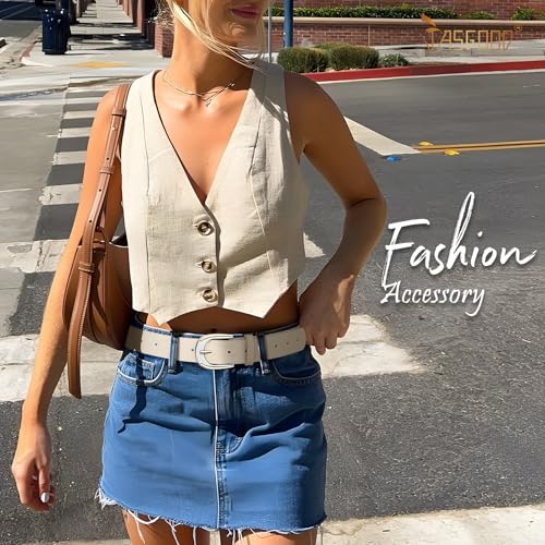 JASGOOD Women's Leather Belts for Jeans Pants Dresses Ladies Faux Leather Waist Belts with Gold and Silver Buckle2