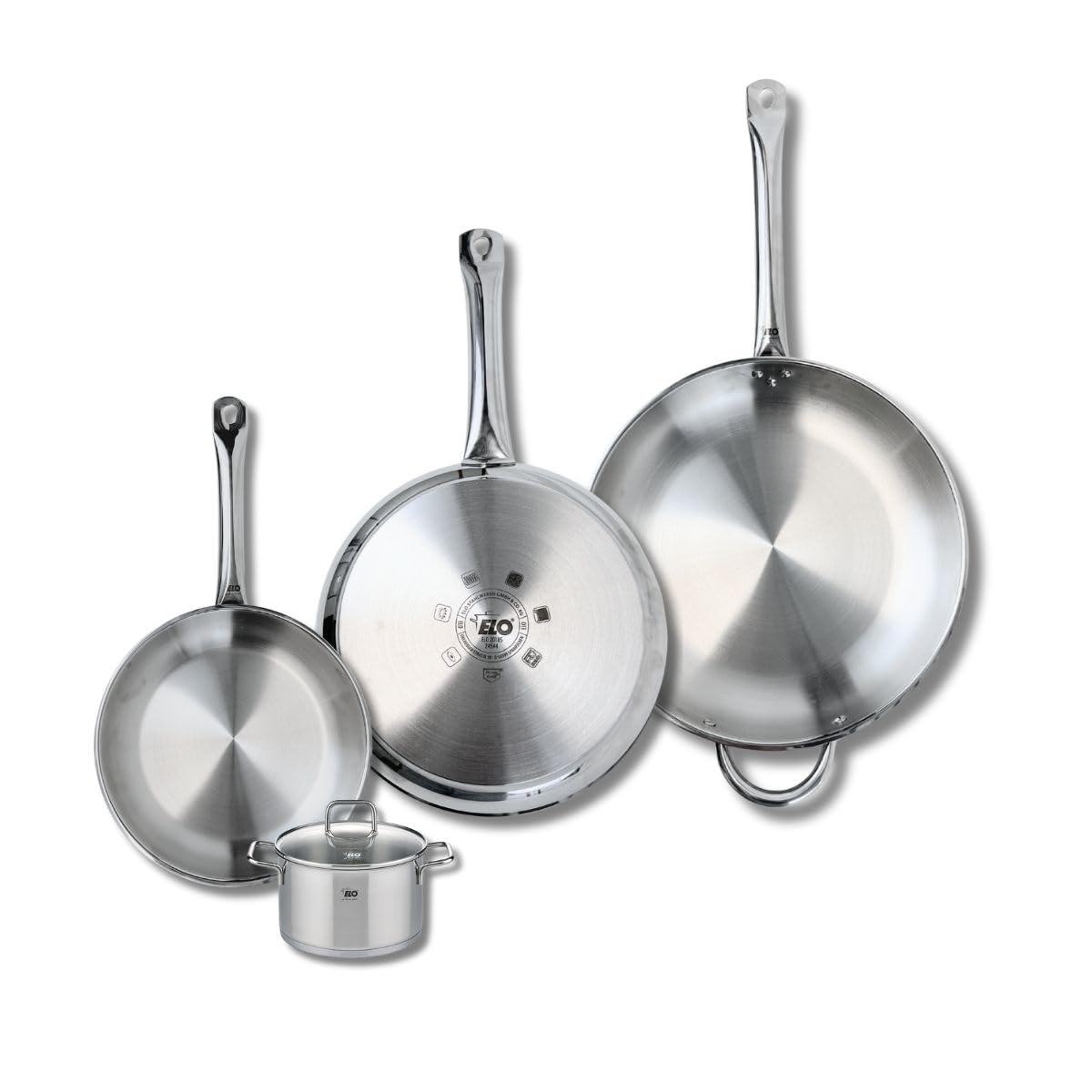 Elo Batterie de cuisine 3 poêles 24/28/32 cm et 1 faitout 12 cm