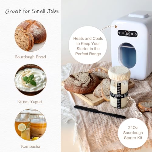 Image of Sourdough Home with Window, Cool and Heat Modes, 41-122F Accurate Temperature Control, Enhanced Capacity and 24oz Sourdough Jar Kit, Easy to Use, Great for Making & Storing Starter, 2-Year Warranty