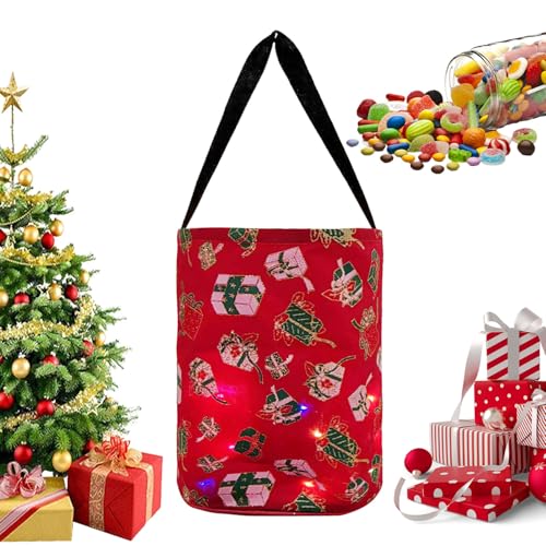 Nevalerra Borsa luminosa per Halloween, secchio luminoso per Halloween | Secchio multiuso riutilizzabile Goody – Sacchetti di Natale riutilizzabili in poliestere, di Natale,