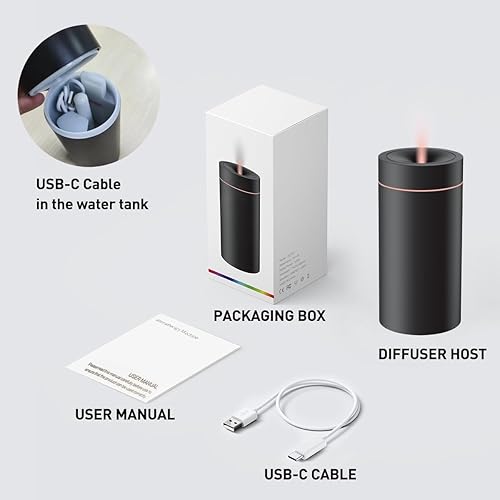 Miniatura 8 de iWeeta Difusor para aceites esenciales, 3.4 fl oz USB inalámbrico recargable aceite esencial aromaterapia difusor de aroma luces LED para