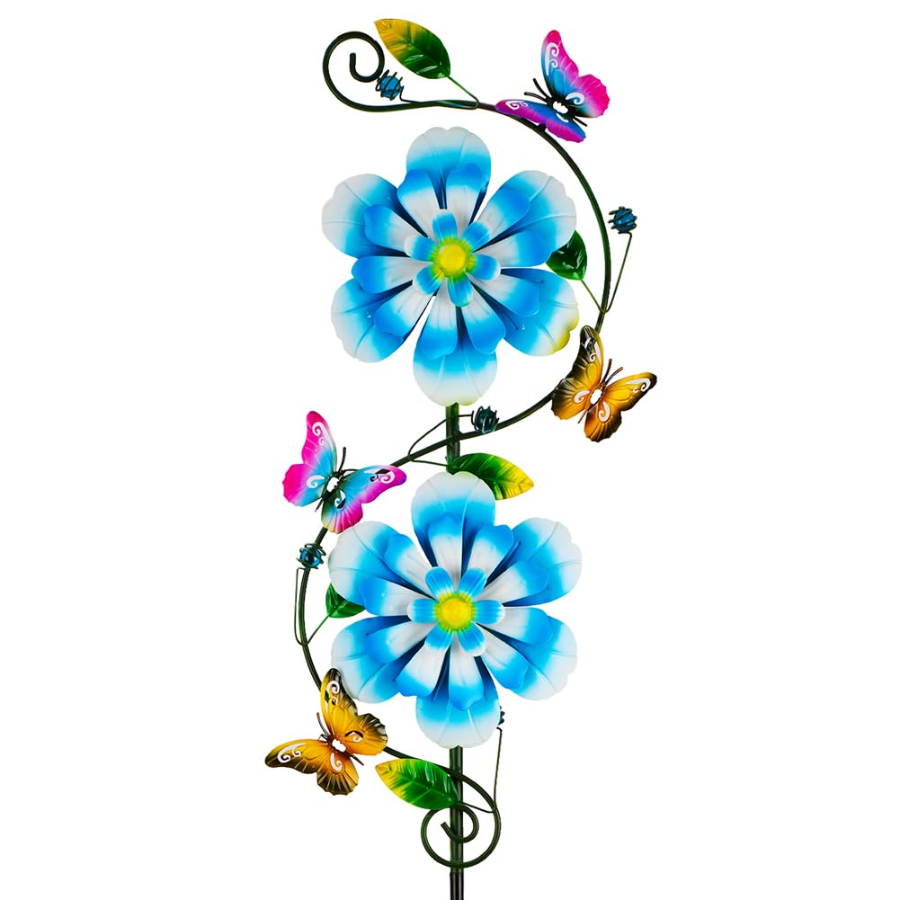 VEWOGARDEN Metal Wind Spinners Outdoor, Kinetic Wind Sculptures & Spinners with Flower Design for Yard Garden Lawn Patio D...