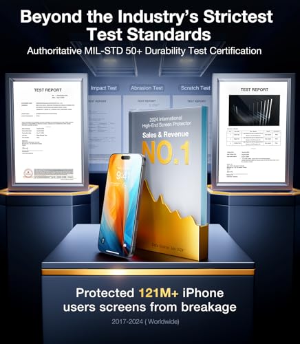 Image of UltraGlass TOP 9H+ Glass for iPhone 13 Screen Protector Glass [Military Grade Shatterproof & Longest Durable] Full Screen Protector 13 Tempered Glass, Anti-fingerprint [2025 New] 2 Packs