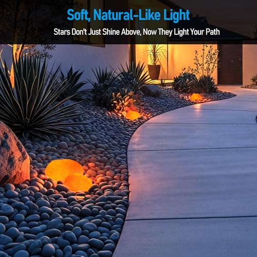 Image of LEONLITE 5CCT Low Voltage Pebble Shape Lights Outdoor 3Pcs Yellow