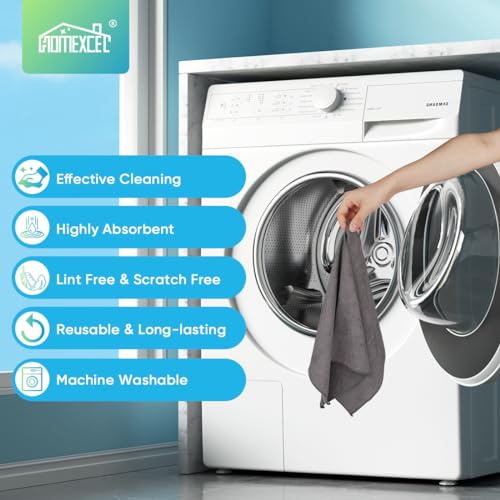 image for HOMEXCEL Grey Microfiber Cleaning Cloth, 24 Pack Cleaning Towels for K