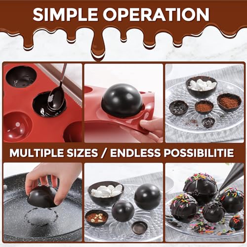 Image of 6 Holes Silicone Hot Chocolate Bomb Molds, 2 Packs Large Semi Sphere Mold 2.7 inch Half Sphere Silicone Baking Molds for Making Chocolate, Cake, Jelly, Dome Mousse