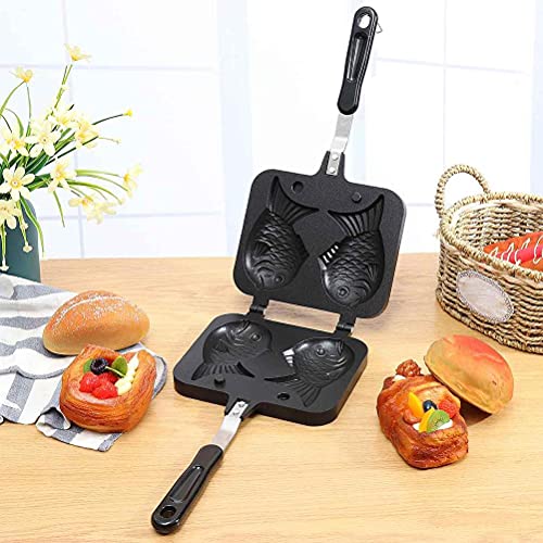 Chiyyak Fisch geformt Waffelpfanne, Antihaft Beschichtung Waffel Kuchenform Mini Waffeleisen für Gasgrill 7 x 14,3 Zoll – Bild 7
