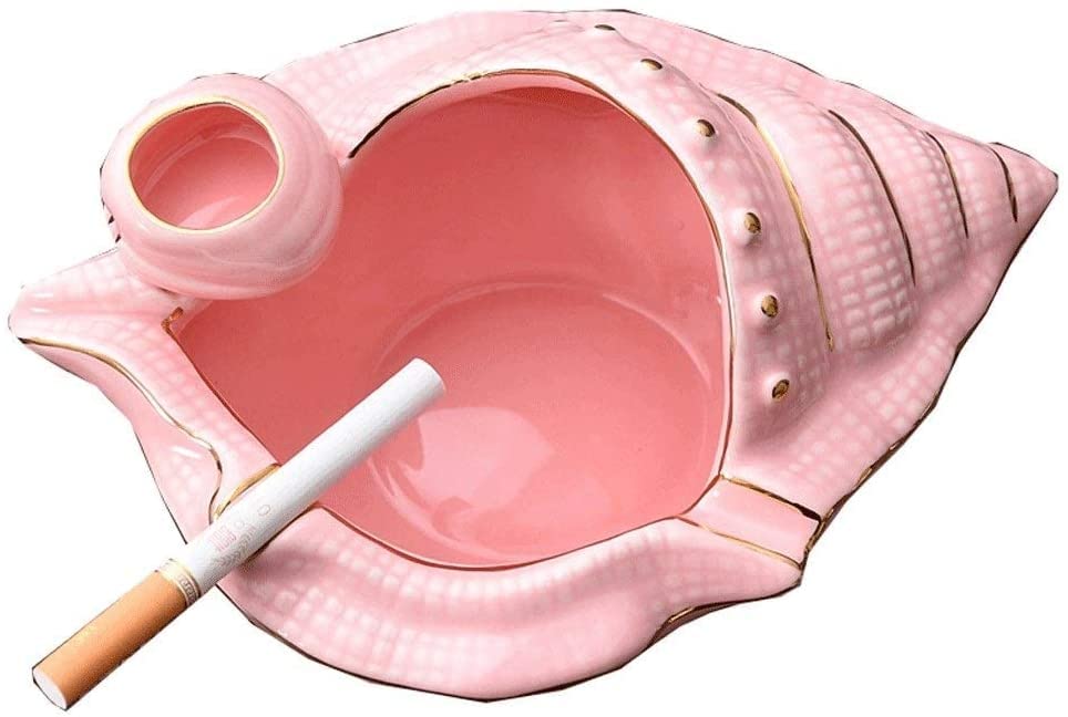 Dormencir Smoking Ash,Tray Creative Ceramic, Cigarette Ashtrays Conch,Use to Home Office Table Decorations Gifts Decor Smoking Ash,Pink