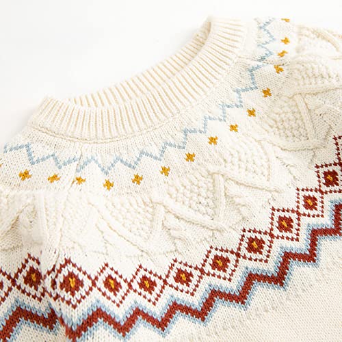 Curipeer Boy's Girl's Cable Knitted Crew Neck Sweater Fall Pullover 1-8Y4