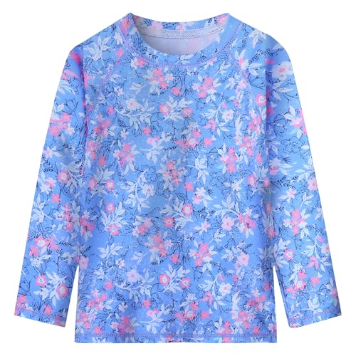 Image of XFGIRLS Girls 2-Piece Swimsuit Long Sleeve Rash Guard Set Toddler 6M-8Y | UPF 50+ blocks 98% UV, Quick-dry, Easy on /off, Bright colors stand out, Machine wash, Breathable, Beach, swim, water park