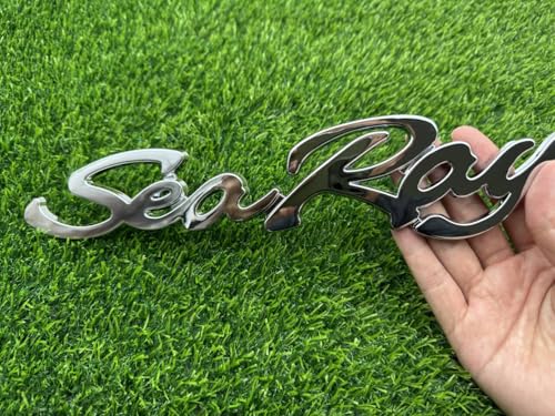 Image of 4pcs Sea Ray Searay SR Wave Script etters Boat Nameplate Emblems 3D Badge Sticker (Chrome)