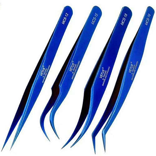 Cils Pince Vetus Set 4x MCS-12 Jusqu'à MCS-19 - Set Bleu 4x MCS-12 Jusqu'à MCS-19