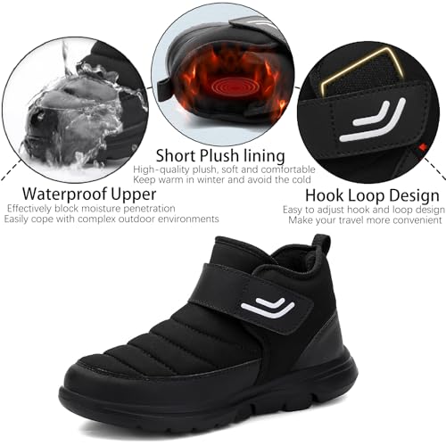 Womens Mens Waterproof Platform Snow Ankle Boots with Hook Loop Unisex Warm Fur Lined Comfortable Non Slip Thick Soles Winter Booties Outdoor Casual Snow Proof Walking Shoes3