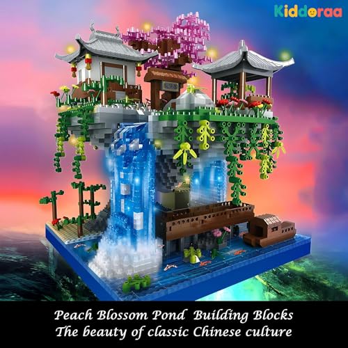Image of Cherry Blossom Tree Building Set (3200+ Pcs), Sakura Tree - with LED Lights Deluxe Micro Mini Blocks Kit, Artistic Home & Office Decor, Challenging & Detailed Build | 12 Months Warranty