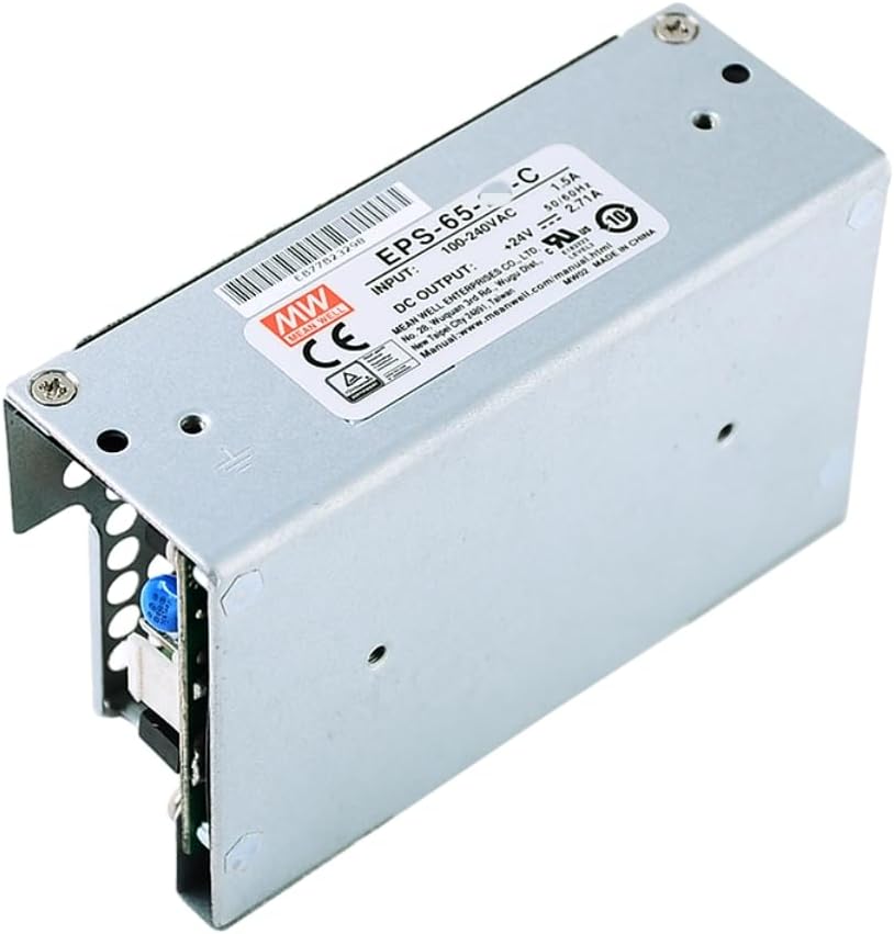 Mean Well EPS 65W 24V 2.71A Switching Power Supply， Single Output Closed Type EPS-65-24-C Power Supply Driver Converter Transformer with PFC, LED Power Indicator
