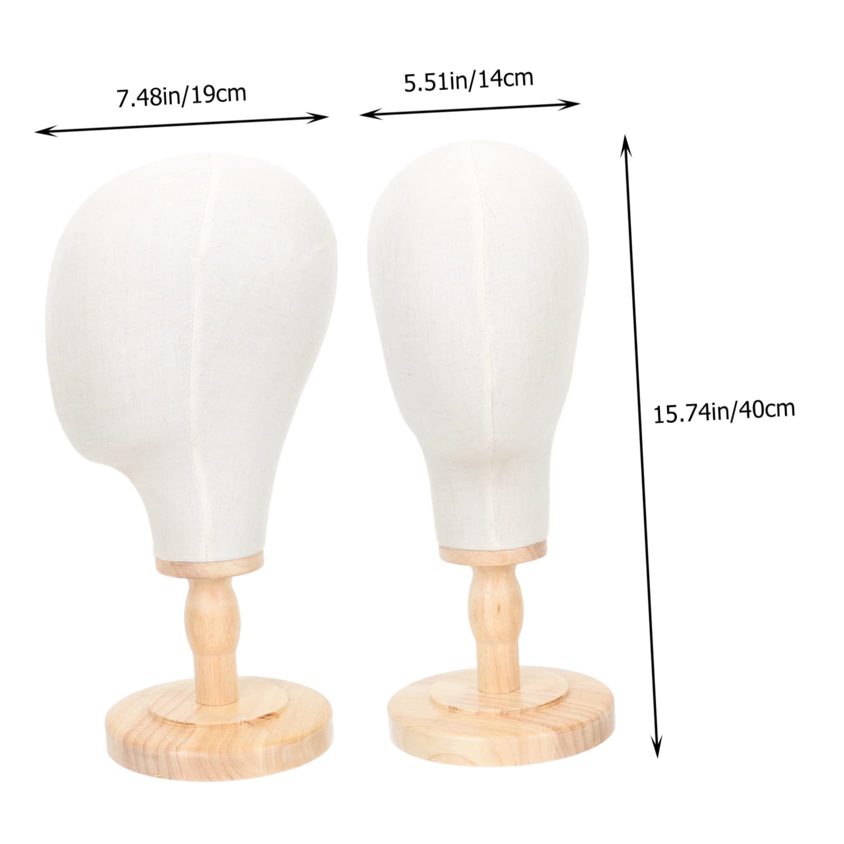 Mobestech Présentoir Tête Mannequin en Lin Naturel Socle Bois, Modèle D'entraînement pour Perruques Et Chapeaux, Support Polyvalent pour Bijoux, Lunettes Et Accessoires De Coiffure