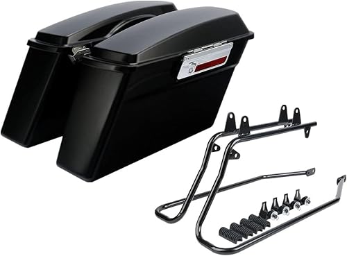 TCMT Kit de soporte de conversión de alforjas extendidas de 4 pulgadas para Harley Heritage Softail Fatboy FLSTF Breakout 1984-2017 Negro Pestillo