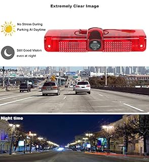 RED WOLF Third 3rd Brake Light Backup Camera for Chevrolet Express/GMC Savana 1500 2500/3500 2003-2019 Vans Upgrade Vehicle Lights w/Integrated Reverse Camera, 8 IR Night Vision, Adjustable Guidelines