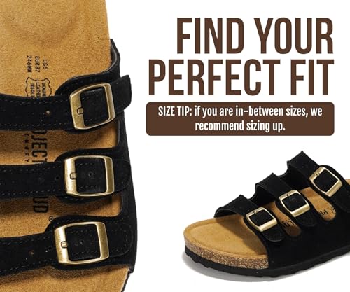 Image of Project Cloud 100% Genuine Leather Summer Sandals for Women 2026 - Memory Foam & Cork Footbed Beach Vacation Essentials Womens Sandals Comfortable Lightweight Slides for Women Footwear (Capri)
