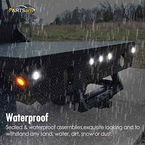 image for Partsam 2Pcs 2.5 Inch Round White Led Side Marker and Clearance Lights