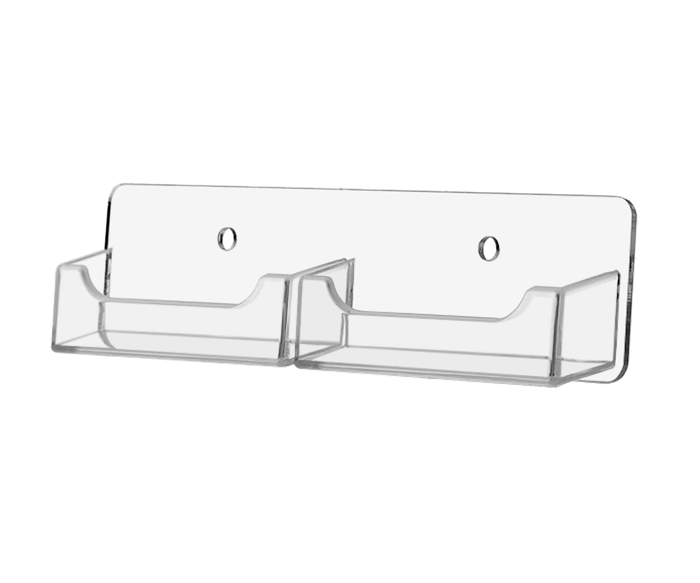 Clear & Black Acrylic Wall Mount Business Card Holder - 2 Slot Display With Hanging Hardware