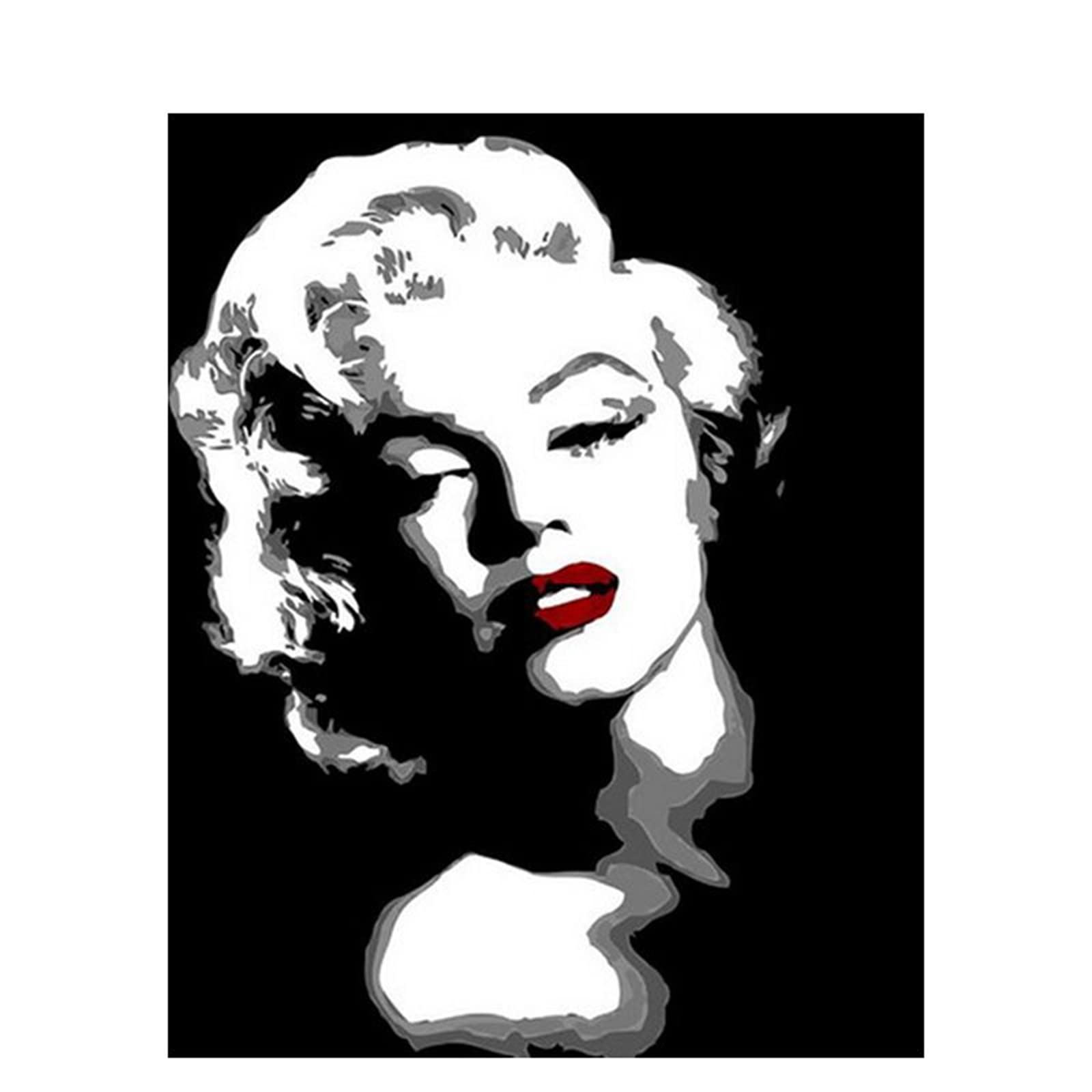 Yxbomg # 2 Paint By Numbers Marilym Monro Black And White, Paint By Number For Adults Beginner, Painting By Number Diy Adult Paint By Number Oil Painting Arts Crafts 16X20 Inch / 40 X 50Cm