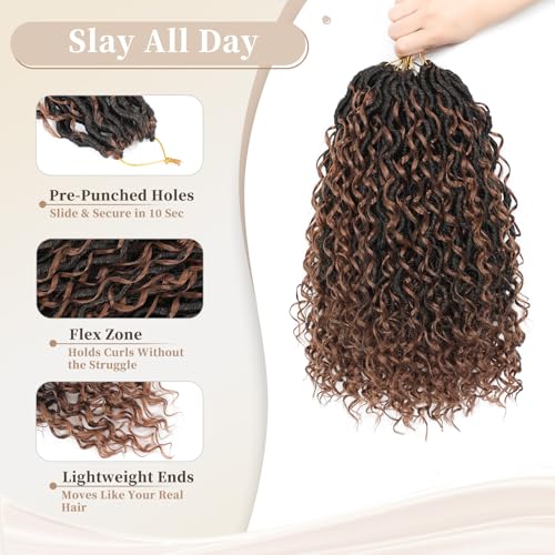Image of 8 Packs Curly Boho Braids Faux Locs Crochet Hair, 14 Inch