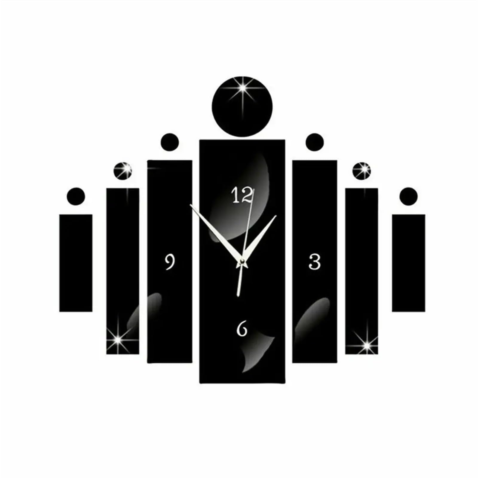 VFDVSWZSA Stylish wall clock, 3D Number Mirror Art Clock Wall Watch Sticker Creative DIY Silent Home Room Decor(Black)