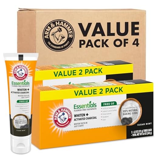ARM & HAMMER Essentials Fluoride-Free Toothpaste, Clean Mint, 4.3oz, 4-Pack