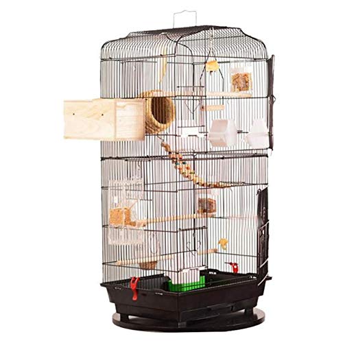 KYTGFH Large Black Metal Bird Cages Parrot House Finch Perch
