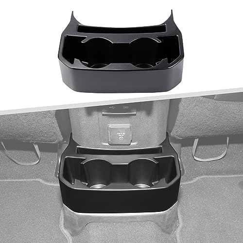 Jimen for JL Rear Cup Holder Dual Extra Cup Holder Organizer Tray Drink Holder for Back Seat Compatible with Jeep Wrangler JL JLU & Gladiator JT 2018-2025