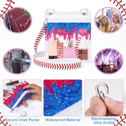 Image of Sanwuta Clear Baseball Bag Purse Stadium Approved | Baseball Purse for Women, Adjustable Shoulder Strap, Transparent Handbag
