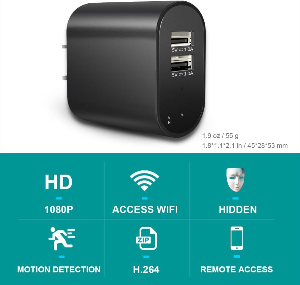 1080P HD Camera – 90° Wide View - Plug & Use - Real Time Monitoring– Camera-Nanny cam Hidden Camera