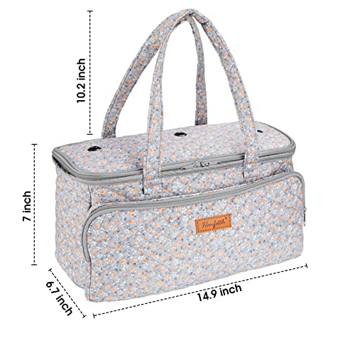 Image of Yarn Bag-Yarn Storage Organizer with Grommets-Portable Crochet Bag for Yarn Skeins-Crochet Hooks-Knitting Needles -Other Accessories (Tulip-Orange)