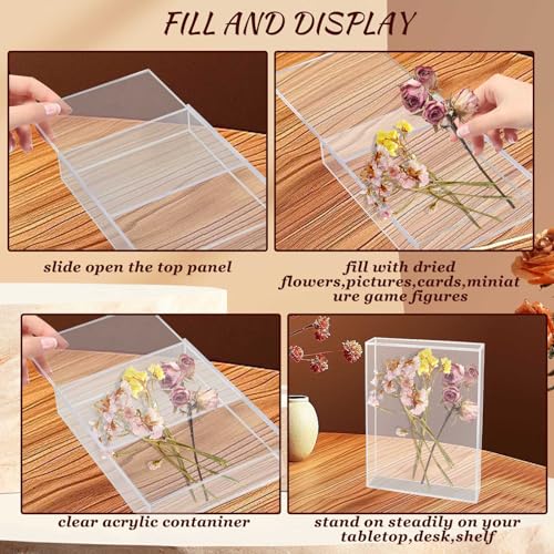 2pcs Acrylic Display, Clear Frames DIY Valentine's Shadow Box for Pics & Dried Flowers (6x8''), Transparent - Image 4
