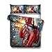 UNILIFE 3-częściowy zestaw poszewek na kołdrę 3D Deadpool poszewka na kołdrę z poszewką na poduszkę ze szczotkowanej mikrofibry zestaw pościeli z zamkiem błyskawicznym