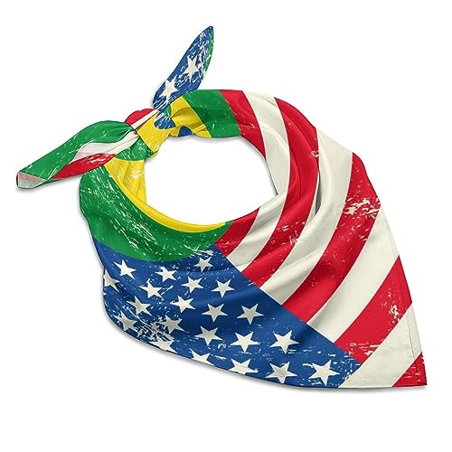 USA Brazil America Flag Silk Head Scarf Neckerchief Square Scarves Vintage Bandanas For Men Women