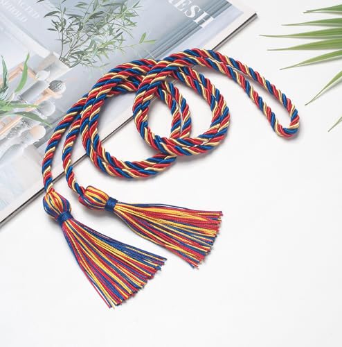 Image of ONUPGO Gold Royal Blue Red Graduation Cord, Graduation Honor Cords Rayon Braided Tassel Cord for 2026, 68 inch Polyester Yarn Long Robe Honor Rope for Graduation Students, Bachelor Gown
