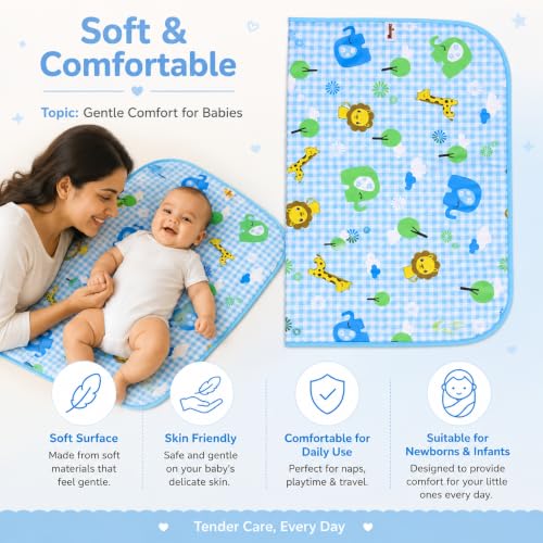 Image of Mommers New Born Baby Waterproof Plastic Dry Sheets | Mattress Protector Sheets Medium Size | Diaper Changing Mat for Infants & Toddlers | Waterproof & Reusable Mattress Protector | Baby Oiling Mat